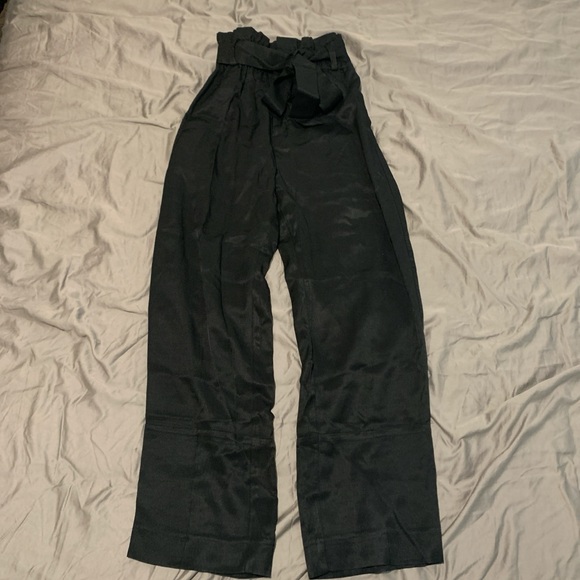J.Crew black trousers with paper bag belted tie waist size 2 - Picture 3 of 4